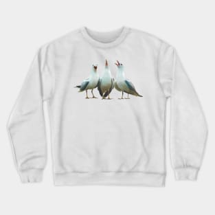 Trio of squawking seagulls. Beach theme decor, original artwork. Unique gift. Crewneck Sweatshirt